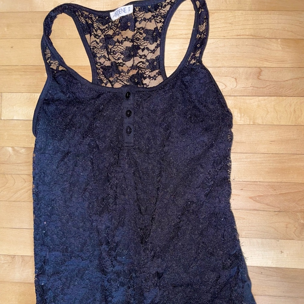 3/$25 black lace tank top size M